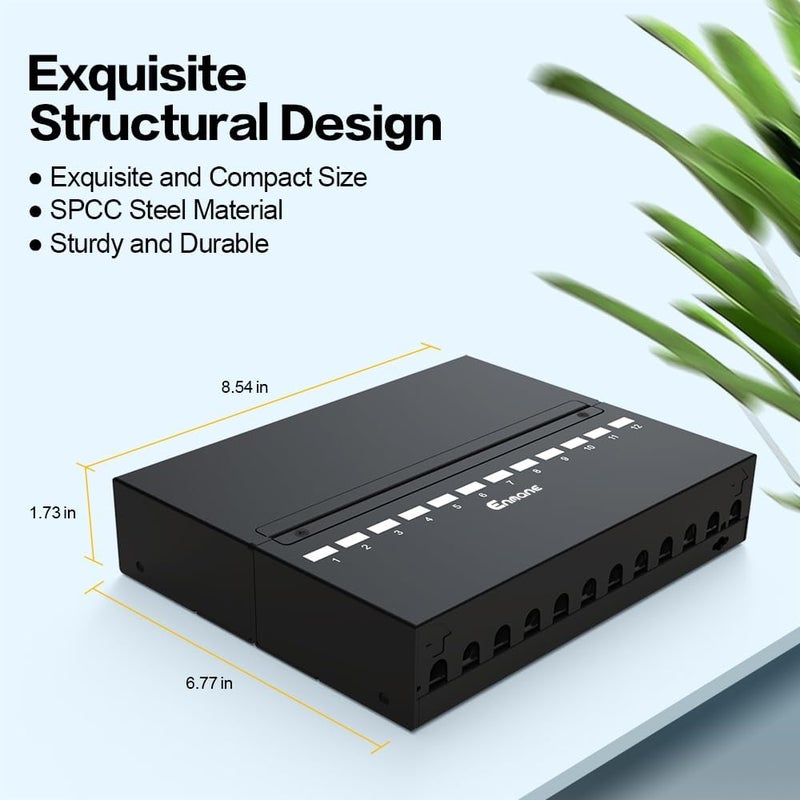 Enmane 12 Port Patch Panel Blank Keystone Patch Panel Shielded Compatible with LC/SC/ST/FC/USB/HDMI Keystone Jack for Home/Office Ethernet Termination Box - Image 3